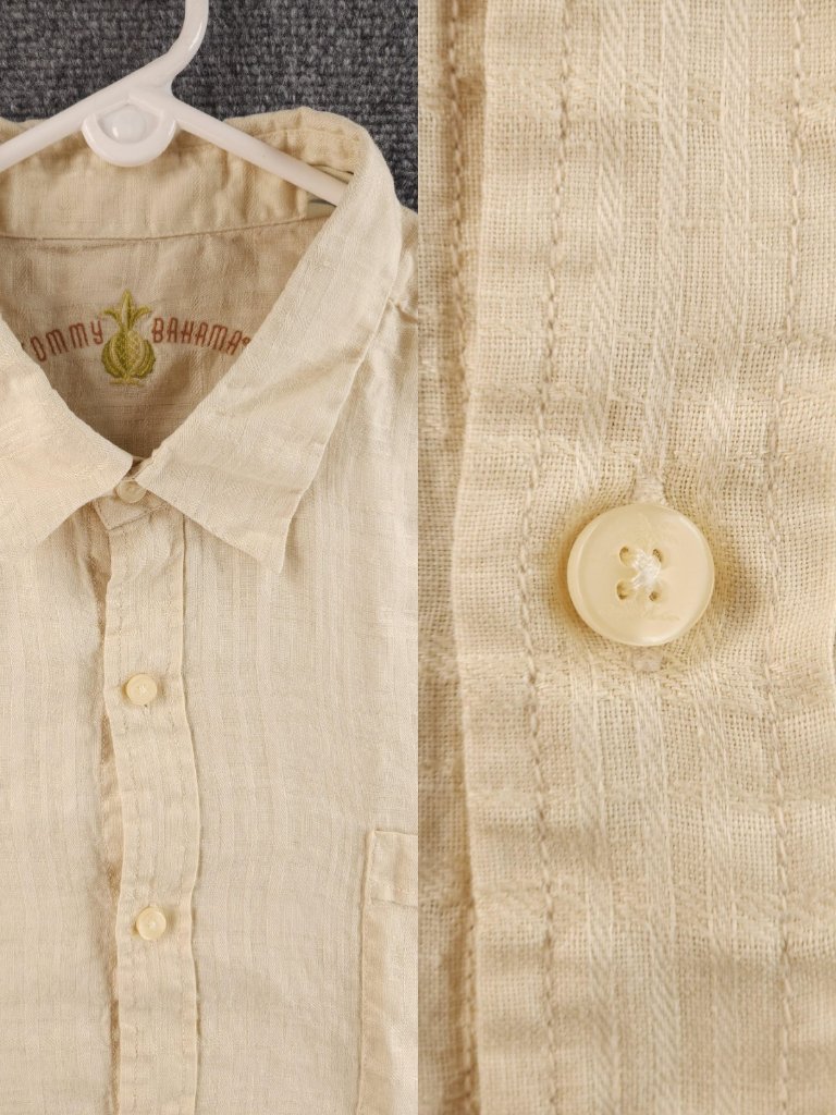 Tommy Bahama Linen Yellow Check 2xl Men Shirt Long Sleeve Button Up Pocket Beach